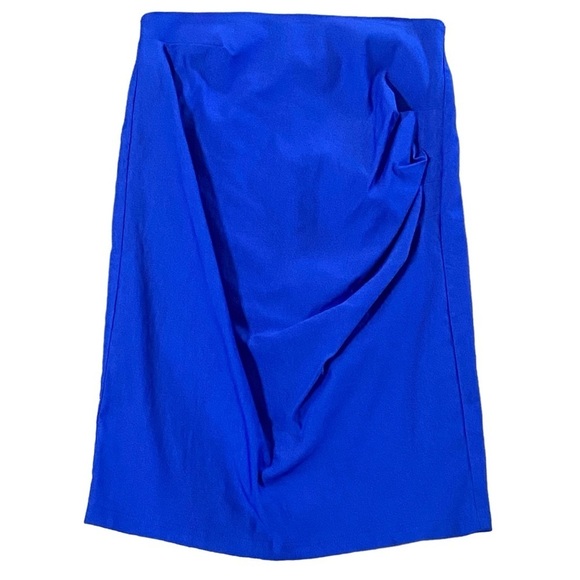 Grace Karin Blue Ruched Pencil Skirt Retro Knee Length NWT Size Medium - Picture 1 of 6